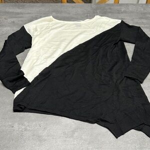 Ann Taylor Black and Cream Colorblock Blouse